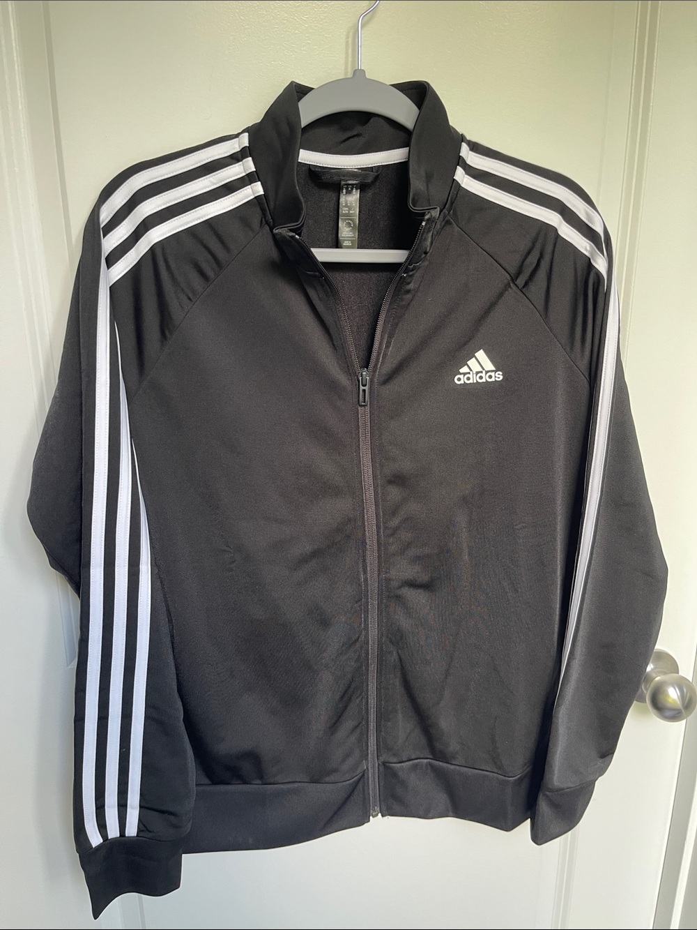 adidas Black Jacket with White Three-Stripe Detailing